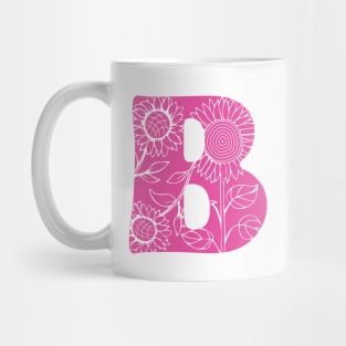 Stylized capital letter B initial design and sunflowers Mug